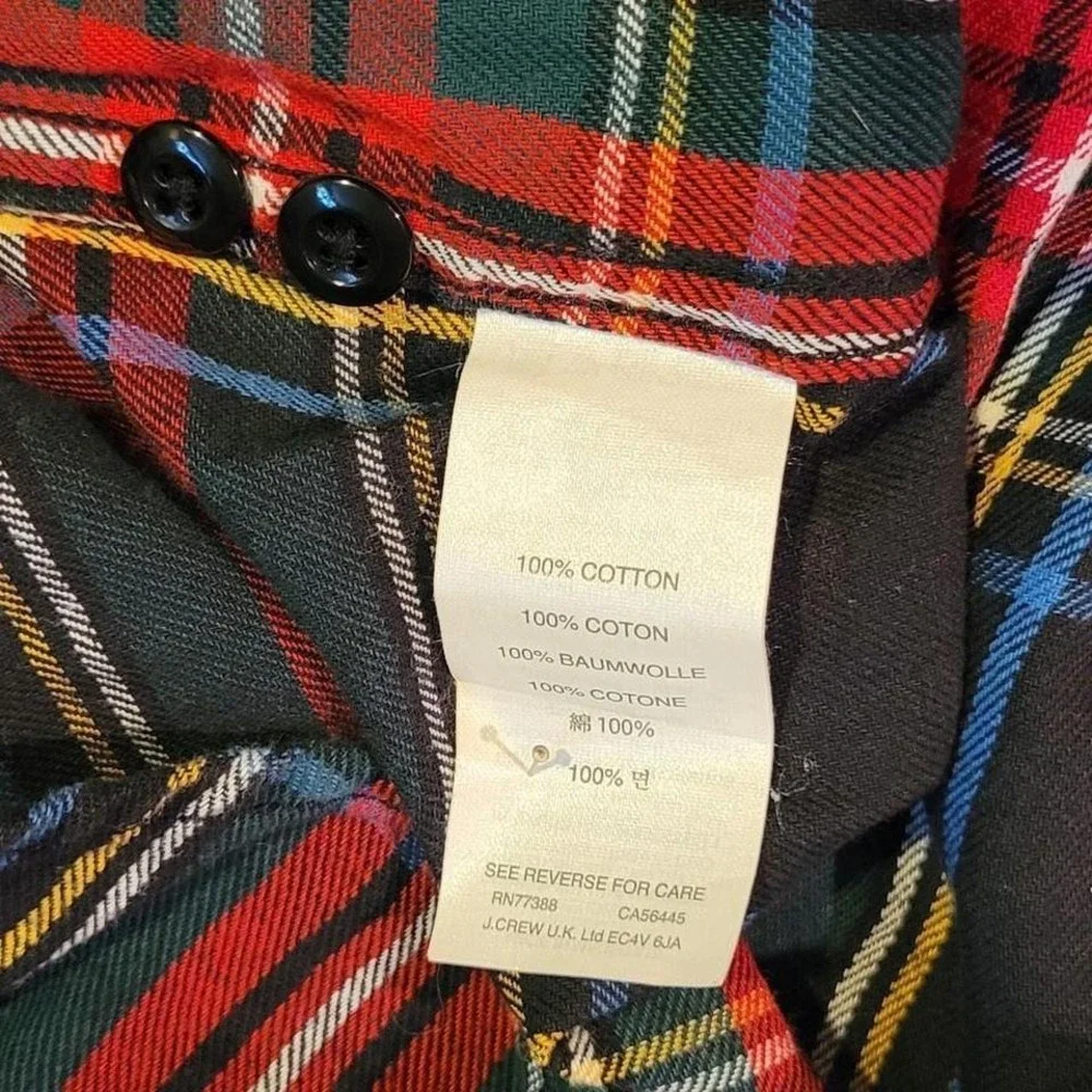 J.Crew Vintage Men's Flannel Plaid‎ Button-up Shirt, Size XL, Black Red Multi